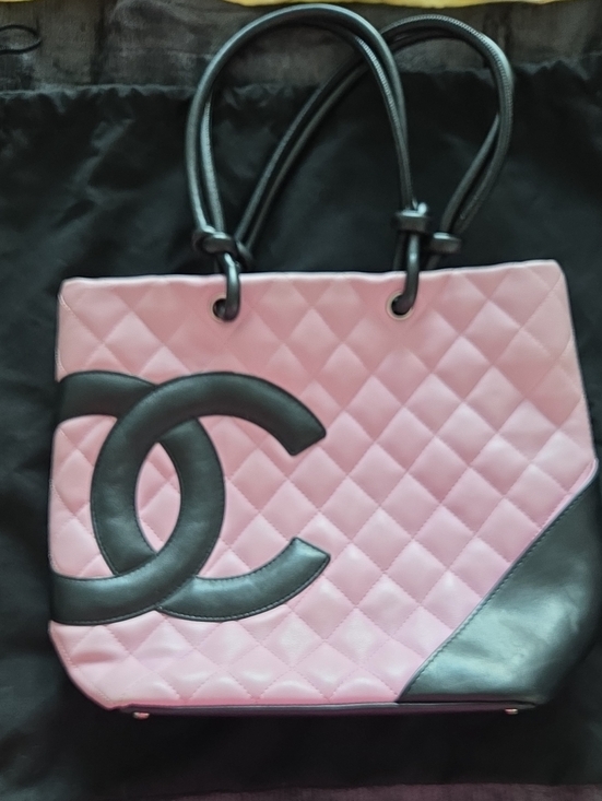 CHANEL Handbags - CHANEL CAMBON STUNNING AND RARE Pink Quilted Tote with Black Accents